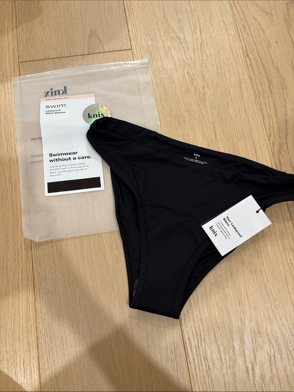 NWT Knix Black Women's Swim Leakproof Classic Bikini Bottom